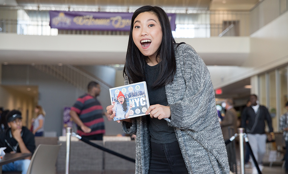 Nora Lum '11, AKA Awkwafina during her 2017 visit to UAlbany